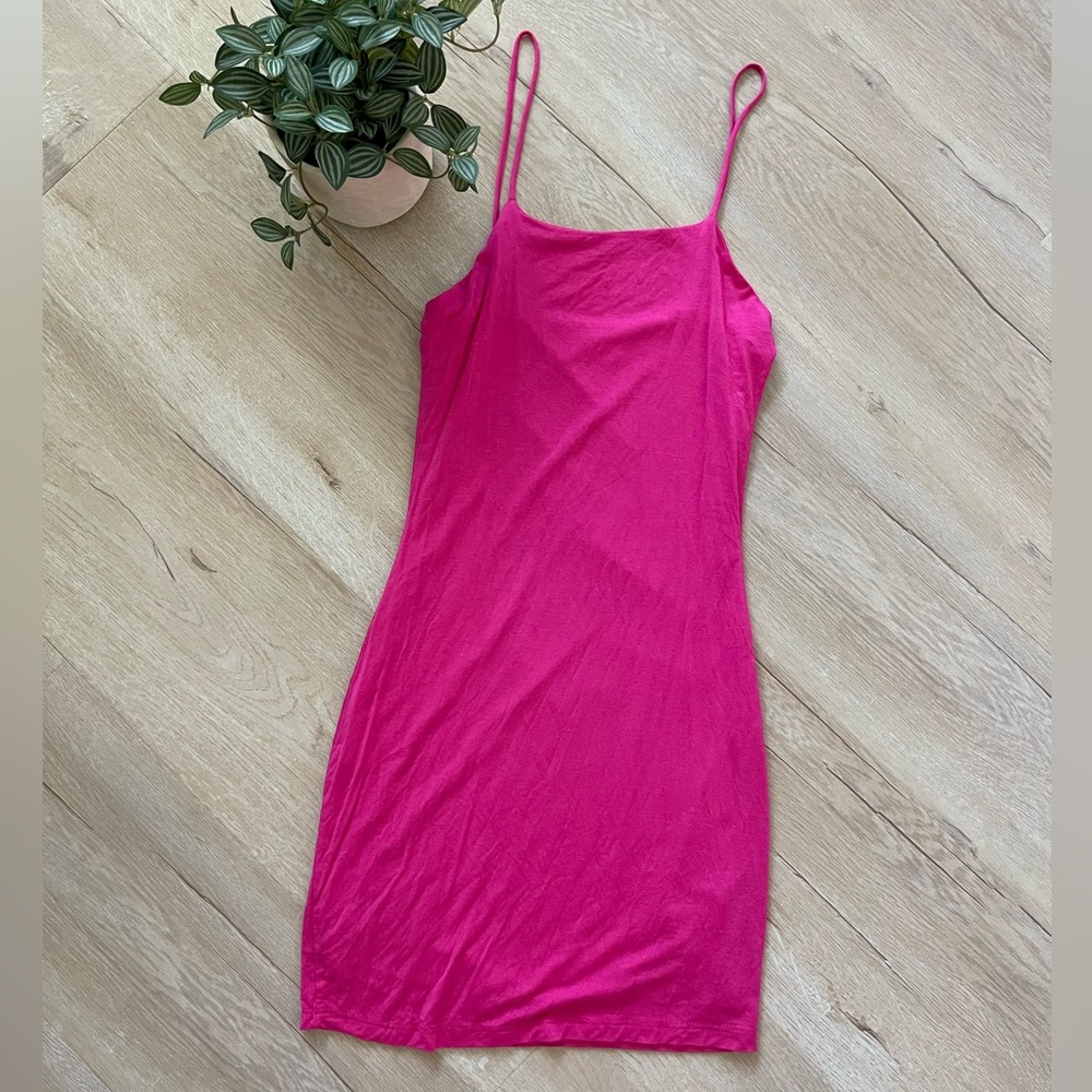 Diosa Hot Pink Spaghetti Strap Mini Bodycon Dress